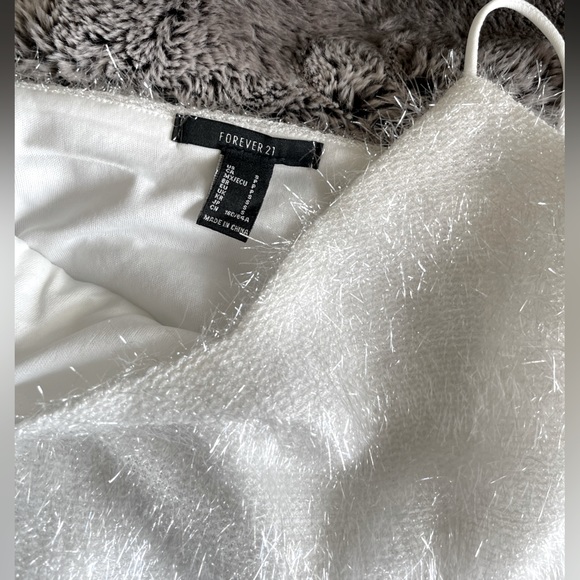 White Sparkly Party Crop Top - Picture 2 of 4